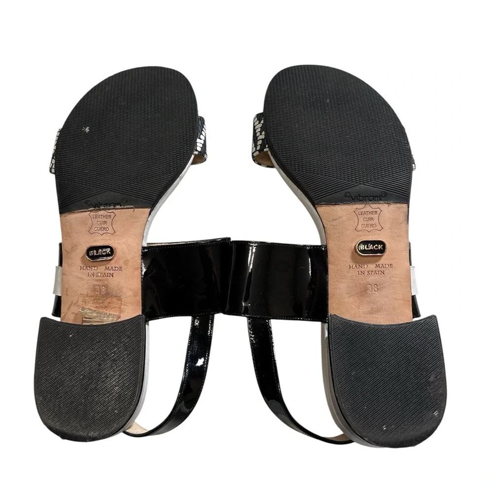 Sacha London Black and white Patterned Sandals,Hand Made in Spain,Size 38